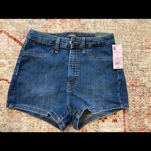 high rise denim shorts